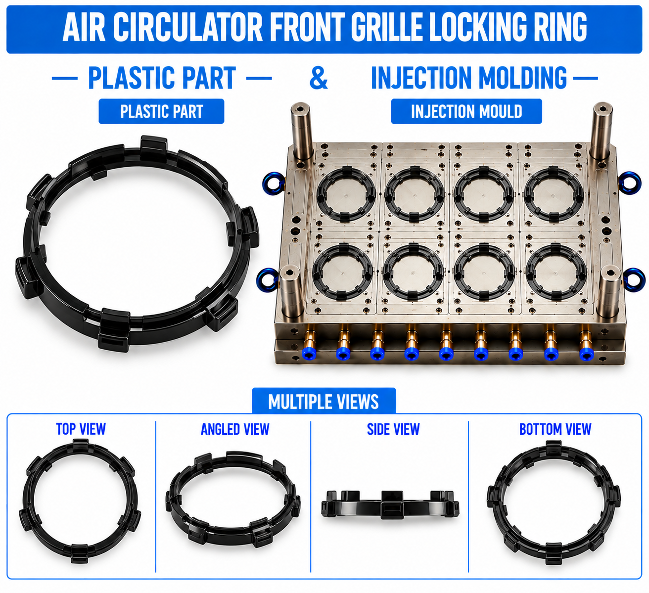 Air Circulator Plastic Front Grille Locking Ring Mould and Moulding Service